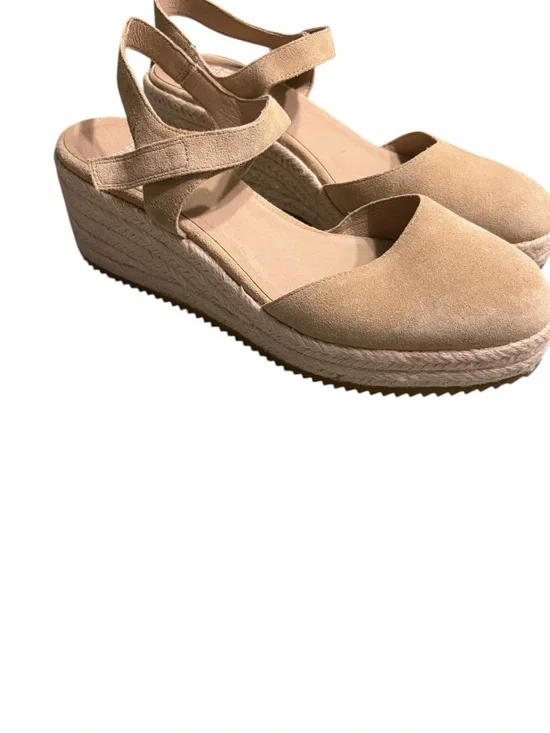 Eileen Fisher Tan Suede Espadrille Slingback Wedge - Picture 5 of 10